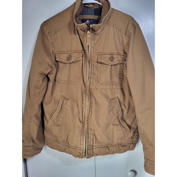 American Eagle Mens Small Brown Utility Jacket y2K Plaid Lined - Picture 3 of 9